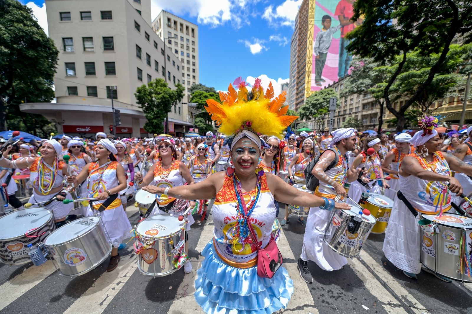 Brazilian Woman Wearing Colorful Costume For Rio Carnival Brazil